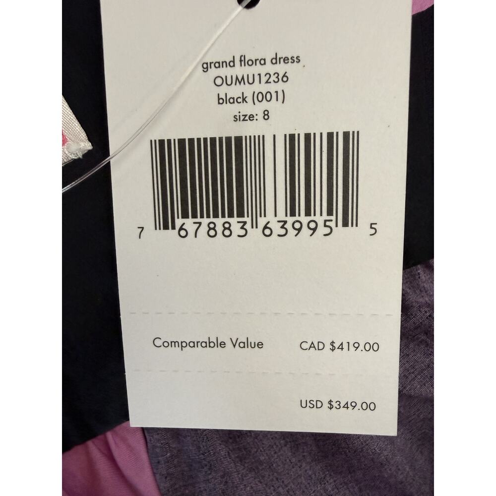 Kate Spade Grand Flora Dress Women's 8 Black Pink Floral Cotton Mini V-Neck NWT - Picture 8 of 8